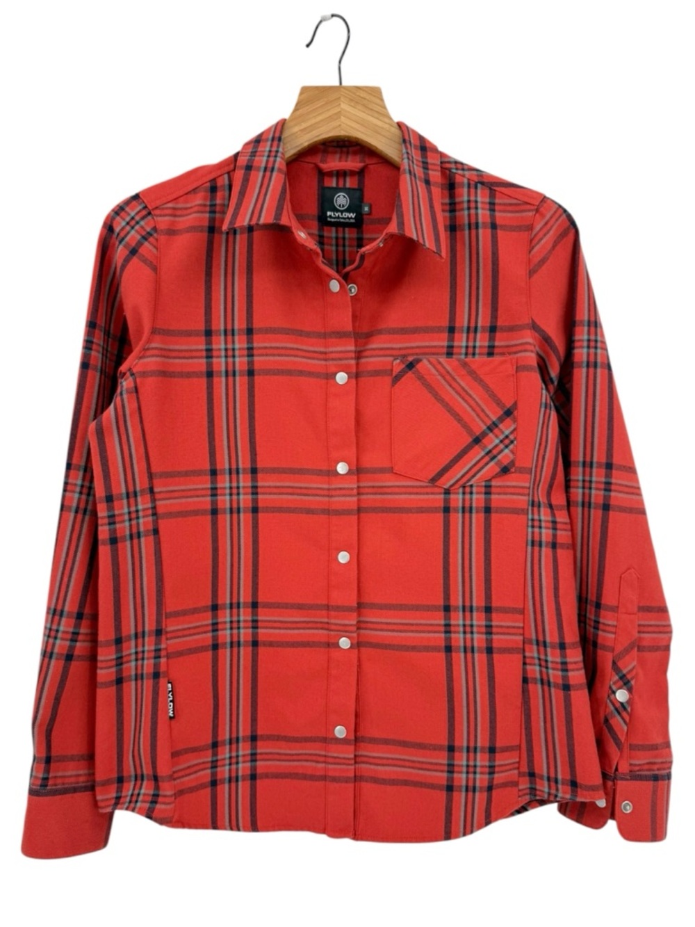 Flylow Brigitte Tech Flannel Shirt in Red Mars Night Plaid Size M